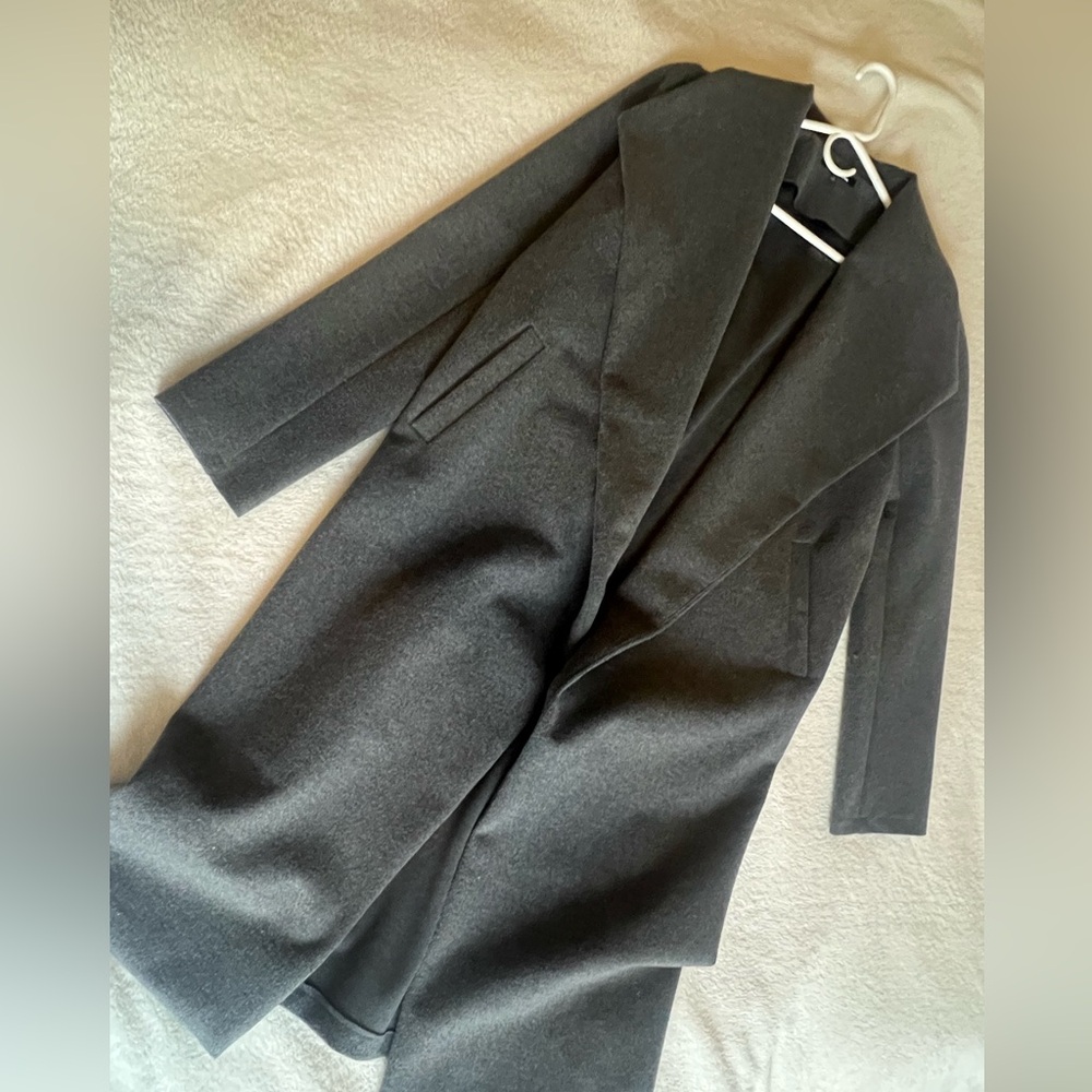 Fashionnova Oversized Charcoal Grey Rayon Blend Maxi Felt Coat M